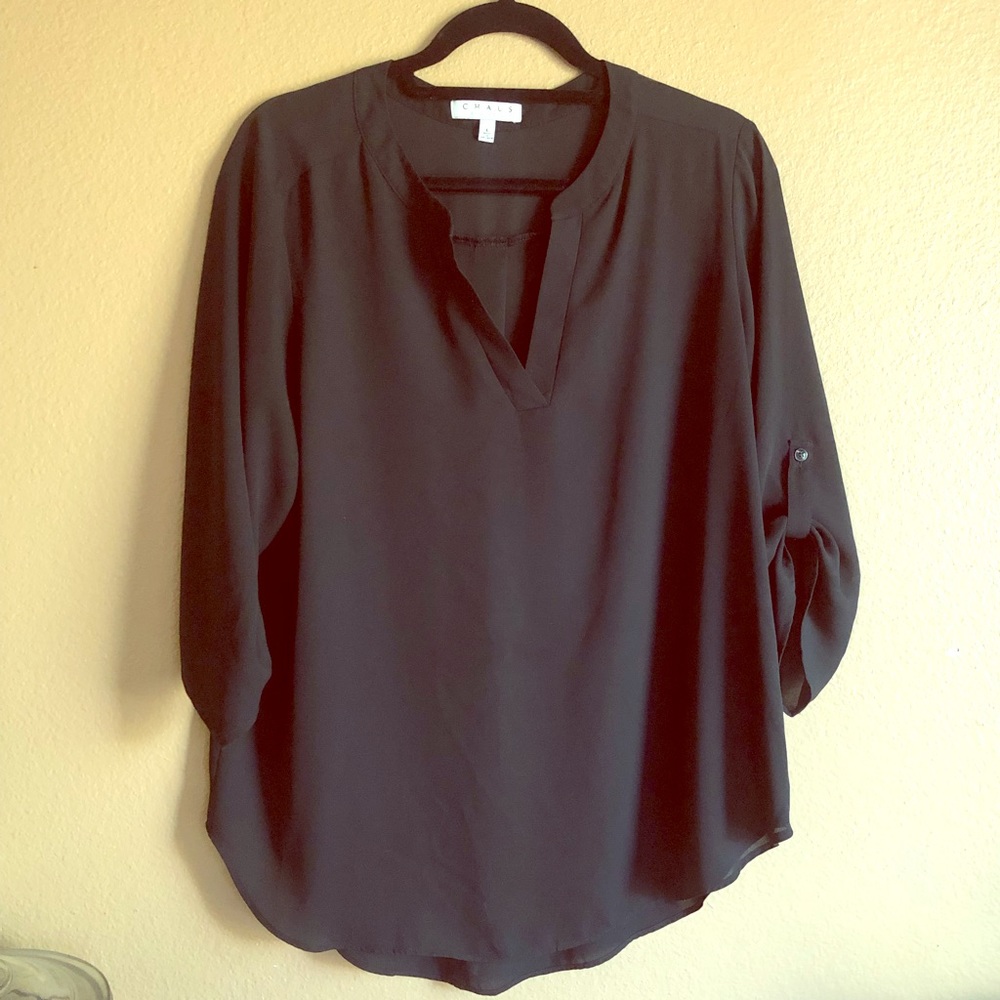 3/4 sleeve black blouse
